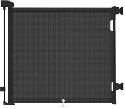 Puerta Seguridad Bebé Extensibles, Barrera Seguridad Nños y Perros, 0-150 cm Retráctil Vallas para Escaleras y Pasillos, Interiores y Exteriores