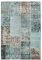 Qiyano Teppich Kurzflor - Patchwork-Muster modern im Vintage Used Look - Wohnzimmer, Schlafzimmer, Esszimmer, Büro - Farbe: Blau, Türkis, Lila, Bordeaux, Größe: 120 x 170 cm