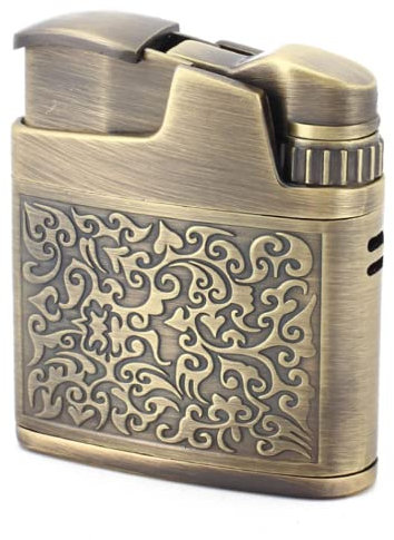 (Verkauft ohne Gas) Vintage Bronze Kerosin-Feuerzeug, klassisches Feuerzeug, Presszündung, RetroDesign, weiche Flamme, Geschenk