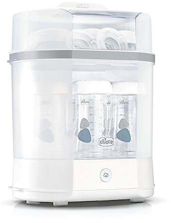 Chicco Modularer Dampfsterilisator 3 in 1, Babyflaschen-Sterilisator, Einstellbarer Dampfsterilisator für Babyflaschen, für Mikrowelle, mit 3 Konfigurationen, Schnelle und Einfache Anwendung
