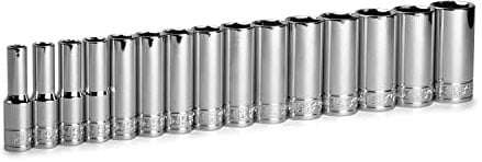 Capri Tools 3/8 in. Drive Deep Chrome Socket Set, 6-Point, 8 to 22 mm, 15-Piece