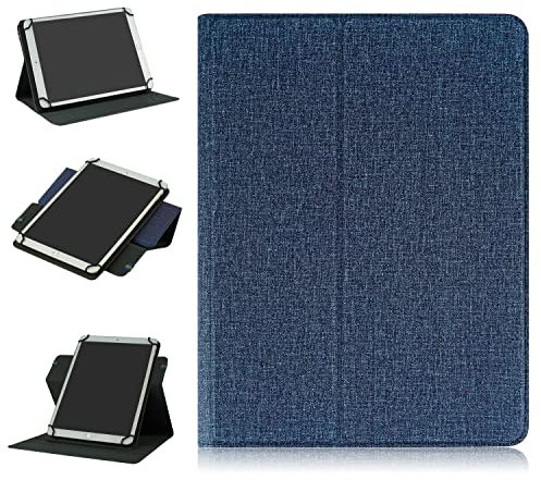 TOPCASE Funda para Tablet 10.1 Universal SEBBE/YUMKEM/YESTEL/GOODTEL/TECLAST/FACETEL/YOTOPT/HiGrace/JUSYEA/TCL/Xiaomi Pad/LNMBBS Cover Rotación 360°con Soporte y Portalápices,Azul Oscuro