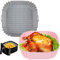 Boribim 2PCS Silikonform für Heißluftfritteuse, Air Fryer Silikonform Wiederverwendbar Anstelle Backpapier Pergamentpapier, Heißluftfritteuse Zubehör Geeignet für Backofen Ofen Mikrowelle (Rosa+Grau)