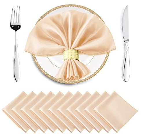 Horbaunal Satin-Servietten, quadratisch, weich, seidige Stoffservietten, Tischdekoration für Hochzeiten, Bankette, Partys, 43,2 x 43,2 cm, Pfirsichfarben, 16 Stück