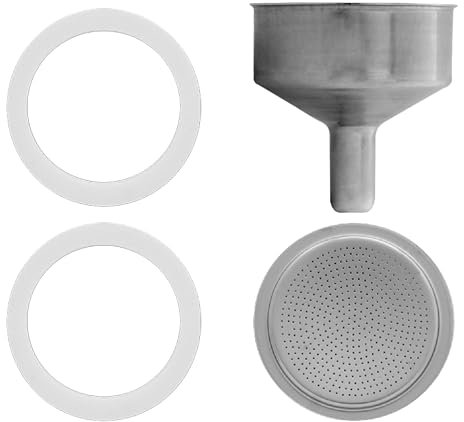 SICIGNANO | Set di Ricambio per Caffettiera, Include 2 Guarnizioni, 1 Filtro, 1 Imbuto - Compatibili con Moka, Morenita, Break, Dama, Venus, Junior - 12 Tazze