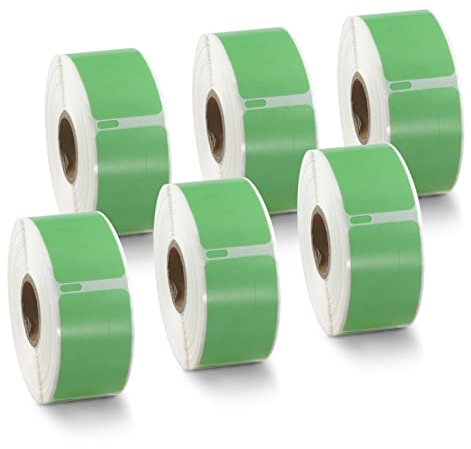BETCKEY - 6 Rollen Grün Mehrzwecketiketten Kompatibel mit DYMO 11355(S0722550), 19mm x 51mm, 3000 Farbige Etiketten für LabelWriter 450, 4XL NICHT passend 550 oder 5XL