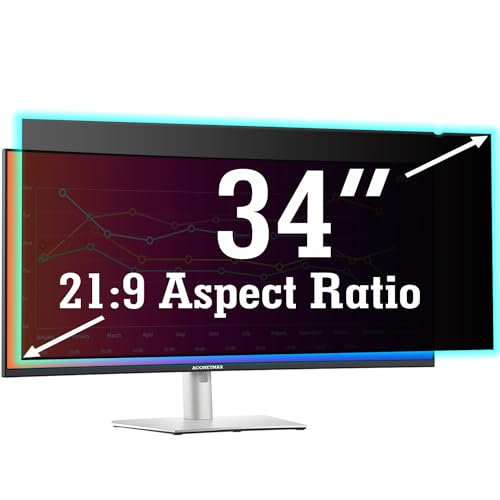 ACONETMAX 34 Inch 21:9 Privacy Screen Filter,Computer Ultrawide Curved Monitor Privacy Shield,Anti-Glare and Anti Blue Light Shield Protector