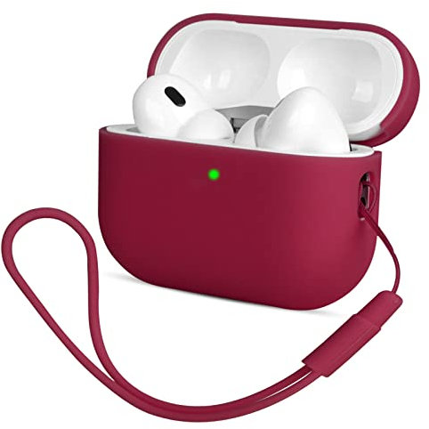 Kompatibel mit Airpods Pro 2 Generation Hülle 2022, Mocarheri Ultra-dünnes, Silikon Stoßfeste Weiches Schutzhülle für Airpods Pro 2, Voller Schutz für Airpods Pro 2 Case Cover (Weinrot)