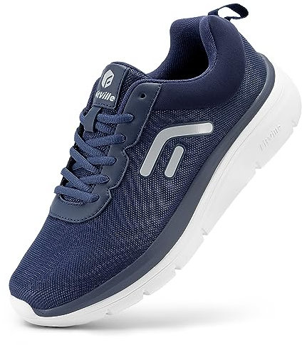 FitVille Scarpe da Camminata Uomo Extra Larghe - Scarpe Sportive Palestra Uomo Ammortizzate Scarpe Sneakers Casual Leggere Blu Scuro 42.5 EU Larga