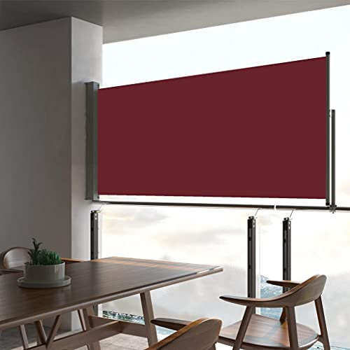 Annlera Ausziehbare Seitenmarkise 60x300 cm Rot Sichtschutz Ausziehbar Balkon Seitenmarkise Seiten Markise Aussen Sichtschutz Seitenmarkise für Balkon/Terrasse Beschattung & Privatsphäre Schutz