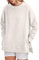 Zipper Hoodie Damen Damen-Sweatshirts, lange Ärmel, lang geschnittene Oberteile, Rundhalsausschnitt, weiche Pullover, Hemden mit seitlichem Reißverschluss, Sweatshirts Zip Hoodie Oversized (Khaki, L)
