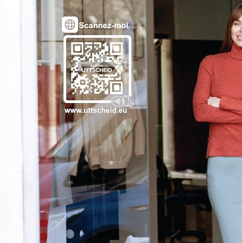 QR-Code und NFC - Hochleistungs-PVC-Aufkleber in Weiß für Schaufenster, Fahrzeug, Theke - Facebook - Instagram - Webseite - TripAdvisor… 30 cm x 30 cm