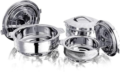 Aspect 3 Piece Insulated Hot Pot Set - Stainless Steel - Food Warmers/Cooler - Containers – Multiple Sizes 1000ml, 1500ml, & 2500ml - Perfect for Hot & Cold Dishes – Ideal for Catering Events