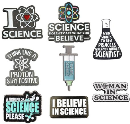 SUNNYCLUE 1 boîte 8 pièces Épingles Scientifiques en Vrac Épingles Scientifiques en Émail Épinglettes Dessin Animé Scientifique Médical Épingles Scientifiques Broche de Laboratoire pour Sacs à Dos Lab