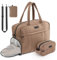 BBCREAT Reisetasche, Puffy Sporttasche, Puffer Turnbeutel mit Kulturbeutel und Schuhfach, gesteppte Wochenendtasche für Damen, Braun, Stilvolle Reisetasche