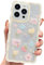 EYZUTAK Case for iPhone 15 Pro Max, Cute Cartoon Flower Strawberry Bear Floral Pattern Curly Wave Frame Lace Phone Case Clear Slim Soft TPU Shockproof Protective Cover for Women Girls - Yellow