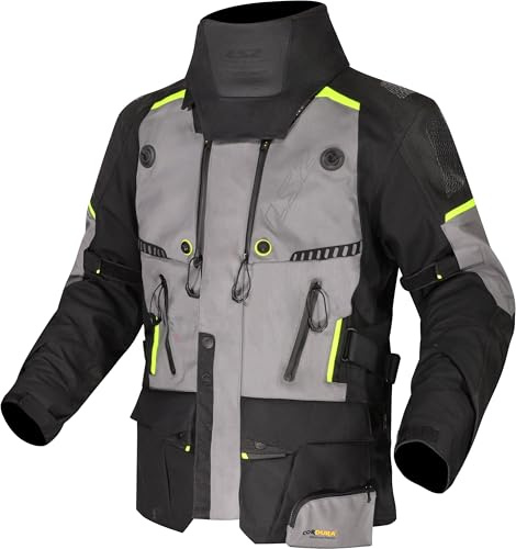LS2 Apollo wasserdichte Motorrad Textiljacke, dunkelgrau/schwarz/neon-gelb, XL