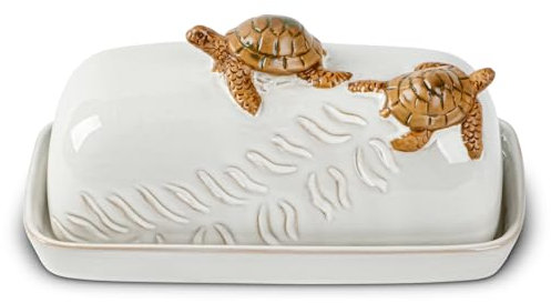 Turtle Butter Dish With Lid For Countertop Covered Butter Dish With Lid Ceramic Butterdish Stylish Functional Butter Storage with Handle Cute Butter Container Modern Butter Holder Vintage Butter T