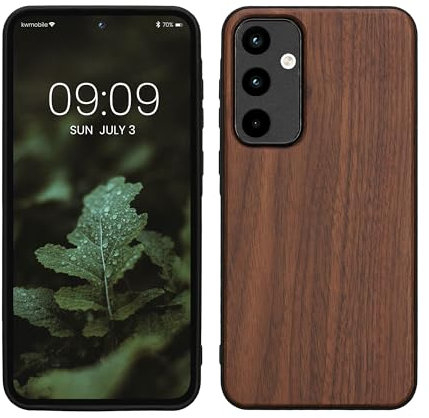 kwmobile Hülle kompatibel mit Samsung Galaxy A55 5G Hülle - Holz Case - stoßfestes Handy Cover - TPU Handyhülle in Dunkelbraun