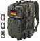 Hannibal Tactical 40L MOLLE Assault Backpack, Tactical Backpack Military Army Camping Rucksack, 3-Day Pack Trip w/USA Flag Patch, D-Rings, Flecktarn