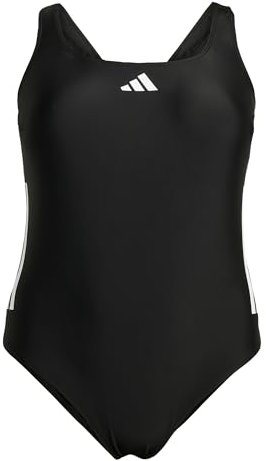 adidas Donna 3 Stripes C-Back Swimsuit Plus, Black/White, XL Plus