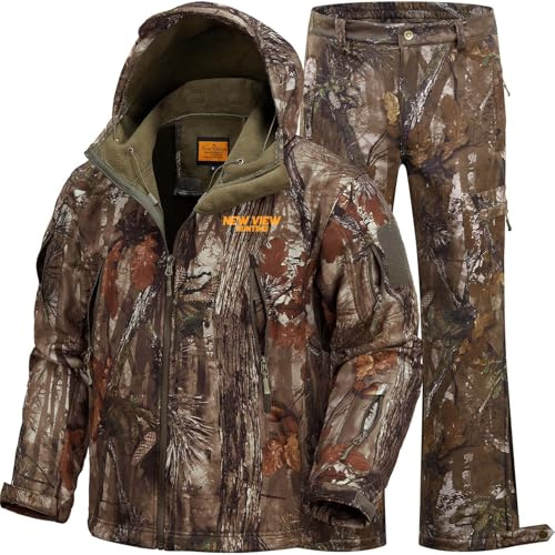 NEW VIEW Traje de Camuflaje para Hombre, Chaqueta y Pantalones Silenciosos, Resistente al Agua, para Caza de Ciervos y Patos, Nv Camo Tree, X-Large