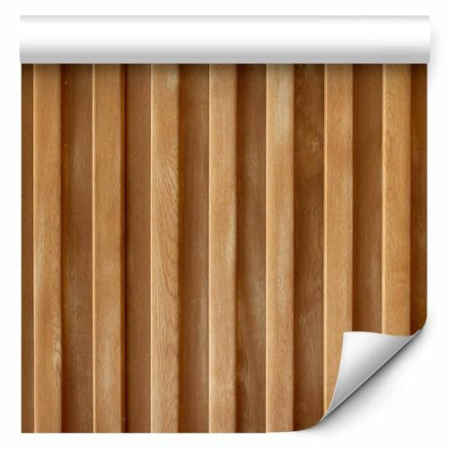 murando - Vlies Tapete Deko Panel Fototapete Wanddeko 10 m Holz optik 3D Lamellen - Tapetenrolle Mustertapete Wandtapete modern design Dekoration - Holzlattenwand mit Holzlamellen - f-B-10150-j-a