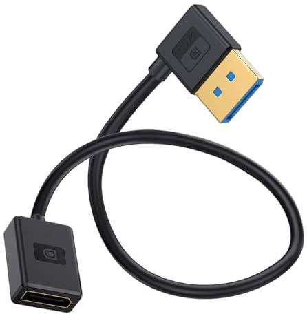PIIHUSW Right Angle Displayport 1.4 Extension Cable, 90 Degree DP Male to Female Cable (8K/60Hz, 4k/144Hz), Short Display Port 32.4Gbps for Gaming Monitor, TV, PC, Laptop (Right)