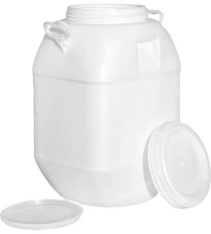 LJBD Bidón Garrafa para Agua Barril de Plástico Alimentario con Tapón de Rosca Grado Asas, Depósito de Agua Potable para Camping Alimentos Fermentación Pesca Travel(Size:50L,Color:Blanco)