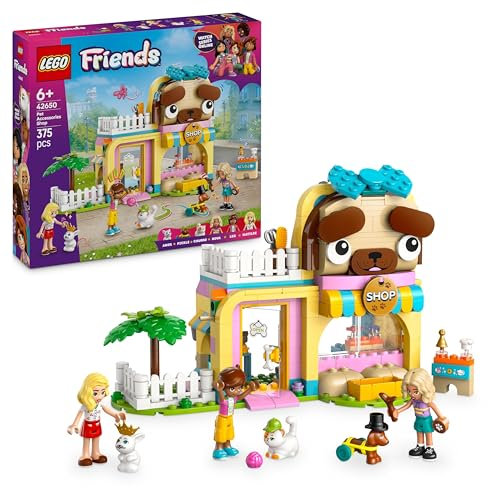 LEGO Friends Boutique d’Accessoires pour Animaux de Compagnie - Jouet avec Figurines de Chien, Chat & Lapin - 3 Mini-Poupées & Accessoires pour Animaux - Cadeau d'anniversaire pour Fille 6 Ans 42650
