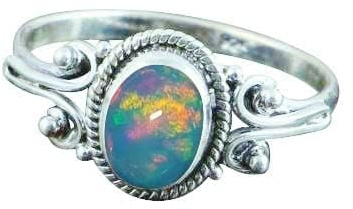 Äthiopischer Opal-Ring, mehrfach Feuer-Edelstein-Ring, 925er-Sterlingsilber-Ring, antiker Designer-Ring, ovaler Schliff-Opal-Ring für Frauen, Hochzeitsgeschenk für sie, Oktober-Geburtsstein-Ring
