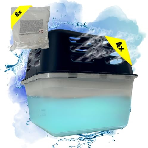 TronicXL 4 Luftentfeuchter Granulat + 8 Nachfüllpack 30m² Raumentfeuchter für Keller Bad Zuhause Büro ohne Strom Feuchtigkeitsabsorber Luft Entfeuchter Wohnwagen Wohnmobil Waschküche Badezimmer