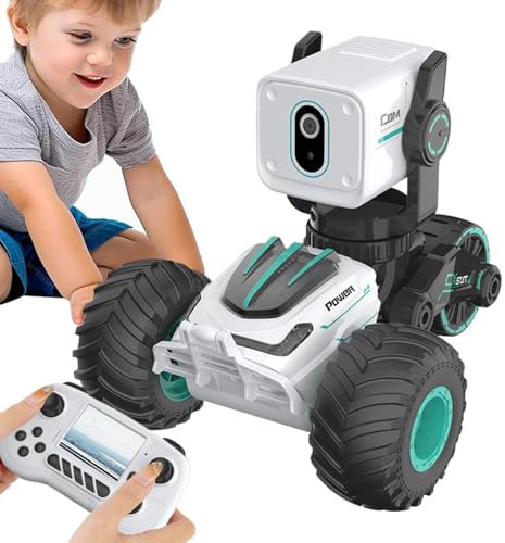 Wisylizv RC Car with Camera for Kids, 720P Remote Control 360°Rotating High Speed Stunt Vehicle Toy for Boys and Girls, Rechargeable Racing Drift car with Flashing Lights and Dynamic Sound for Adults