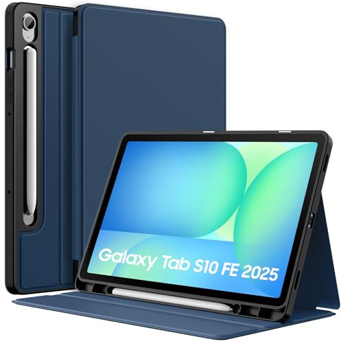 MoKo Case for Samsug Galaxy Tab S10 Lite/ S10 FE 2025/ S9 FE 10.9 inch/ S9 11 inch 2023 with S Pen Holder, Slim Multi-Angle Viewing Case with Soft TPU Back Shell for Galaxy Tab S10 Lite, Navy Blue