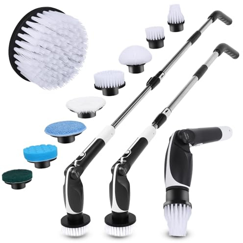 Gugxiom Electric Spin Scrubber,8 In1 Shower Cleaning Brush with Remote Control,Electric Cleaning Brush for Bathroom, Toilet, and Kitchen