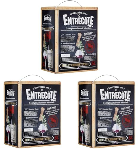 Entrecote - Merlot, Cabernet Sauvignon, Syrah - Rotwein aus Frankreich - BIB Bag in Box (1 x 5 l) (Packung mit 3)