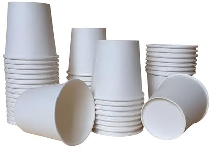 1ABOVE 50x4oz White Paper Cups, Biodegradable, Leak-Resistant Eco-Friendly Single Wall Disposable for Hot & Cold Drinks