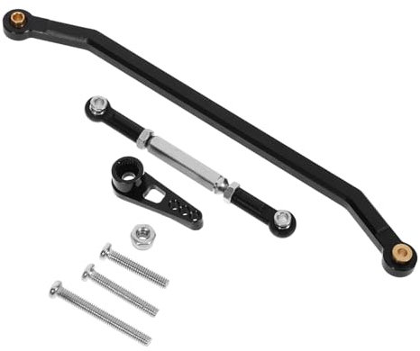 Toyvian 1 Satz Fernautomodellteil Lenkung Fernbedienung Verbindungsstange Wellen Zubehör Links 1/12 Lenkstange Spurstange aus Metall RC-Autospielzeug-Reparaturset Lenkstangensatz Schwarz