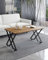 EMIDECO Table Basse Milano Bois Clair 100x60 cm – Pieds Croisés Métal Noir avec roulettes ou Patins – Plateau Rectangulaire Design Moderne