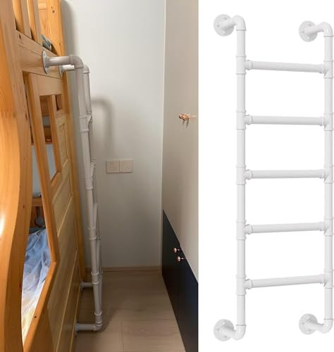 Hochbettleiter, Wandleiter für Etagenbett, Hängeregale für die Heimdekoration, tragbare Treppenstufen, Tragkraft 150 kg (weiß, 134 cm)