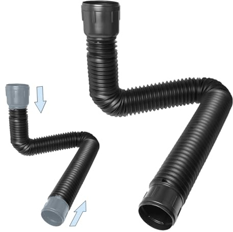 SDLDEER Regenrinnen Ablauf, Flexible Fallrohr Fallrohrverlängerung 47-150 cm Dachrinne Kunststoff Ø80/100mm für Dachrinne Regenrinne und Regenwasserablauf