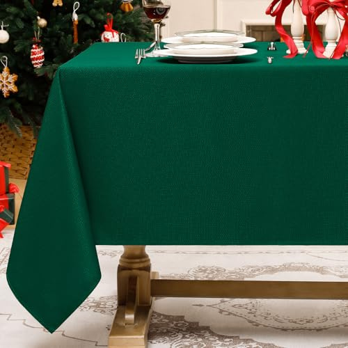 Softalker Tischdecke 140x180 Weihnachten Abwaschbare Jacquard Geometrischem Tischdecke Silvester Grün Tischtuch Rechteckig Tablecloth Weihnachtsdeko für Outdoor Gartentisch Wohnzimmertisch Couchtisch