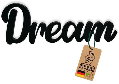 Dream Schriftzug - Skulptur Schlafzimmer Deko Aufsteller - Traum Schild Modern - Dekoration zum hinstellen - Regal Figur - Kinderzimmer Wohndekoration Flur Schrift für zu Hause aus Kunststoff (L)
