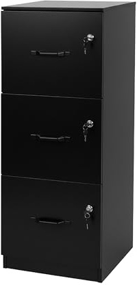 Armoire à dossiers Suspendus Relaxdays, 3 tiroirs verrouillables, H x L x P: 103 x 40 x 40 cm, Noir