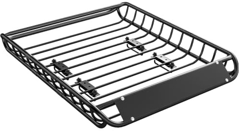 SPORTNOW Taklasthållare universell takkorg med vindskydd, upp till 150 kg, 116 x 92 x 11,5 cm rostfri bil bagagehållare av stål takräcke tak bagagekorg för SUV lastbilar svart