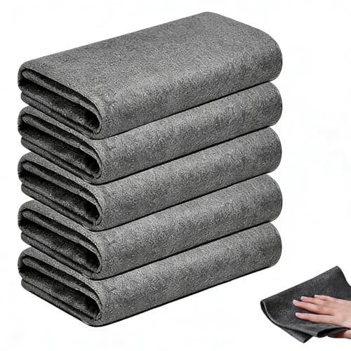 Oavie Magic Cleaning Cloths 20x25cm, Thickened Microfibre, 5 Pack | Streak-free performance, Reusable lint-free design, Highly absorbent, Ideal for glass & mirrors, Easy to wash