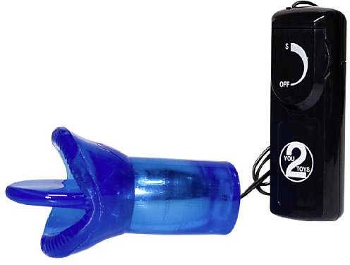 You2Toys Lick it! - stimulierender Klitoris-Vibrator für Frauen, mit Kitzel-Zunge, stufenlos regelbare Vibration, kabelgebundene Bedienung blau