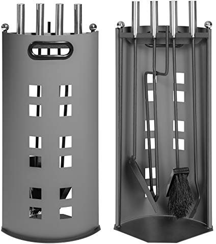 tectake® 5-teiliges Kaminbesteck Kamingarnitur Kaminwerkzeug Kaminset mit Edelstahlgriffe