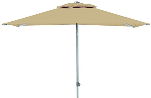 Kettler Easy Push Advantage Sonnenschirm 200 cm x 200 cm - wetterfester Gartenschirm - hochwertiges Aluminiumgestell & Bezug aus Polyester mit PU-Beschichtung- silber & natur