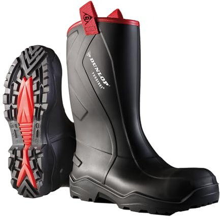 Dunlop Protective Footwear, C762043.CH, Purofort+ Rugged Full Safety,Nere/Rouge, Taglia 46 EU